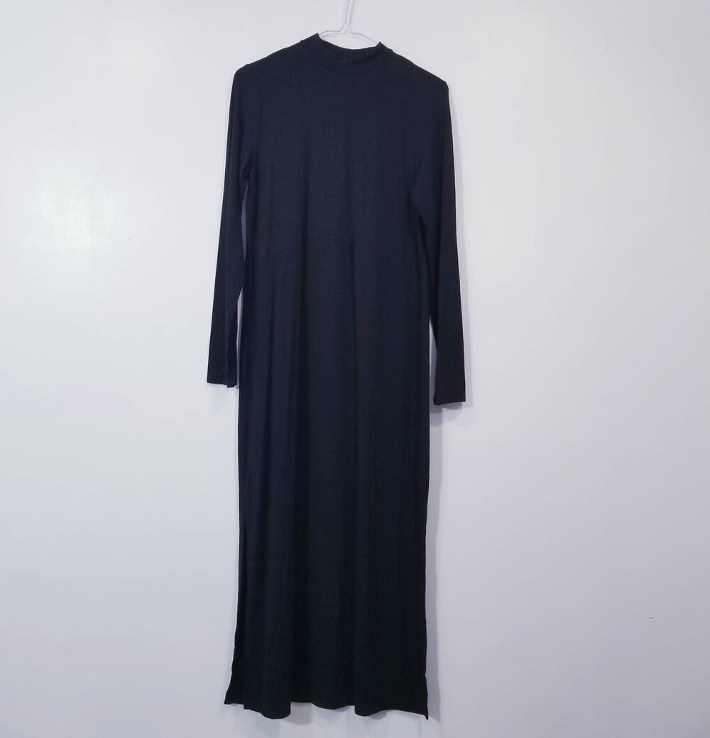 J.Jill Wearever Collection Black Mock Neck Long Sleeves Maxi Dress